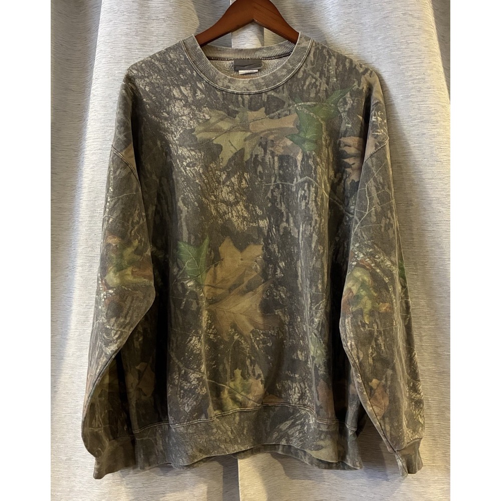 Vintage Jerzees Outdoor Sweatshirt Mens XL Mossy‎ Oak Camo Pullover Outdoor 90s